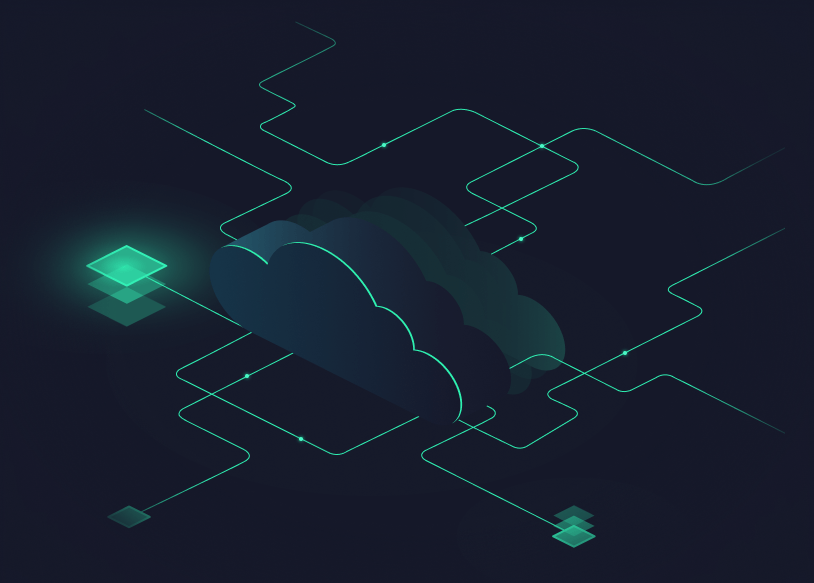 An illustration of a cloud network