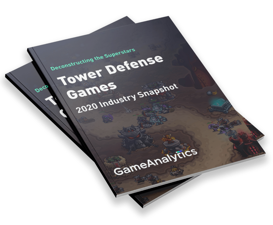 Two stacked copies of a report titled "Tower Defense Games - 2020 Industry Snapshot"