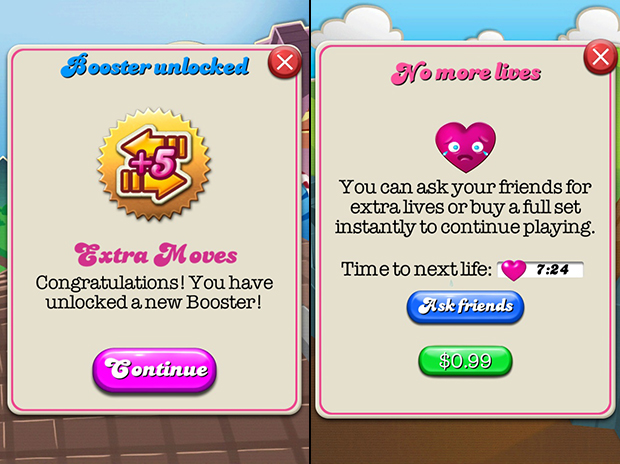 Although glossier than your average button, Candy Crush Saga's buttons still look like, well, buttons