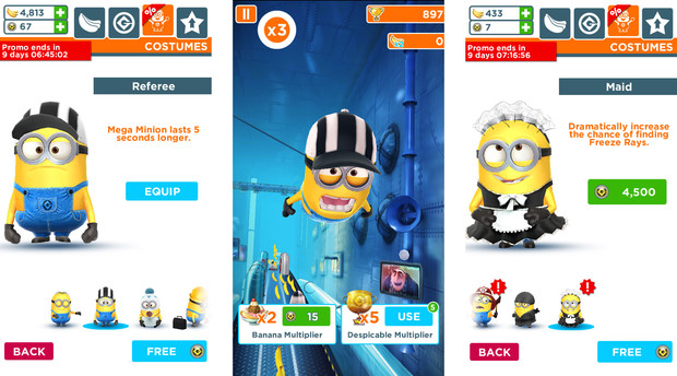 Minion Rush offers exclusive minion skins for a limited time only.
