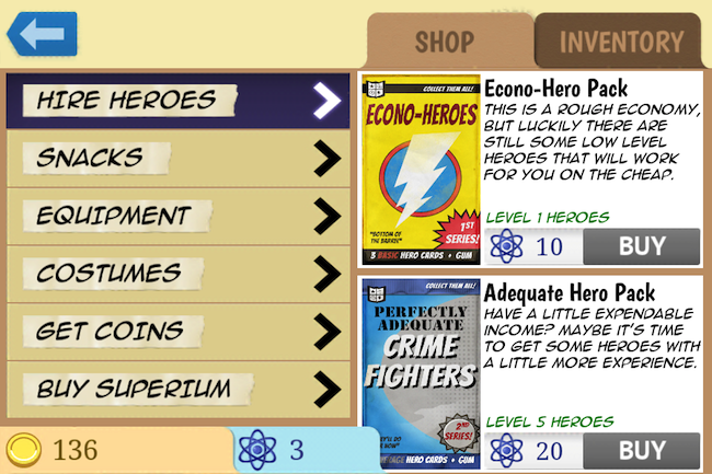 Middle Manager of Justice is very playful in its approach to buying superheroes.