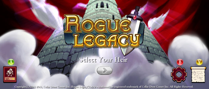 Rogue Legacy’s title screen is both clean and clear