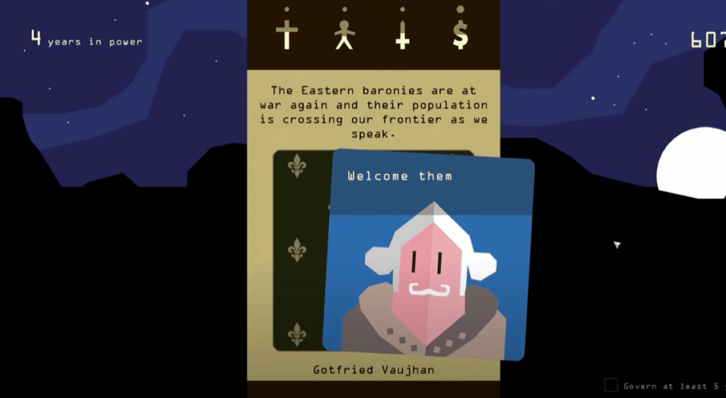 Reigns gameplay example
